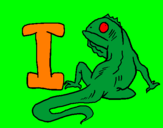 Disegno Iguana  pitturato su tommaso