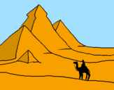 Disegno Paesaggio con le piramidi  pitturato su mattia f.p.9