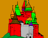 Disegno Castello medievale  pitturato su matte