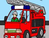 Disegno Camion dei Pompieri  pitturato su emma 