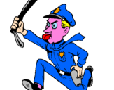 Disegno Poliziotto che corre  pitturato su di  dennis m 
