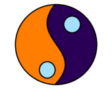 Disegno Yin e yang pitturato su sabrina
