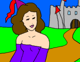 Disegno Principessa e castello  pitturato su Alice