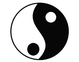 Disegno Yin e yang pitturato su matteo