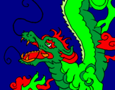 Disegno Drago giapponese  pitturato su aurora pellegrini