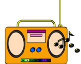 Disegno Radio cassette 2 pitturato su Carolina
