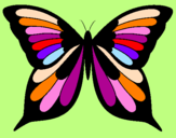 Disegno Farfalla pitturato su elisa arcobaleno