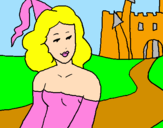 Disegno Principessa e castello  pitturato su matildee