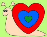 Disegno Lumachina cuore  pitturato su sara