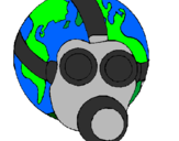 Disegno Terra con maschera anti-gas  pitturato su Nome