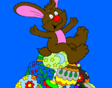 Disegno Coniglio di Pasqua pitturato su luigi