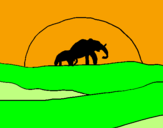 Disegno Elefante all'alba  pitturato su alessandra