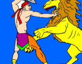 Disegno Gladiatore contro un leone pitturato su DOMENICO CARBONE