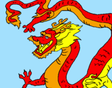 Disegno Drago cinese pitturato su vanessa