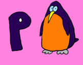 Disegno Pinguino pitturato su fabiana