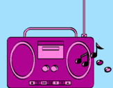 Disegno Radio cassette 2 pitturato su diclinton
