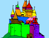 Disegno Castello medievale  pitturato su martina