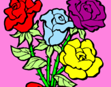 Disegno Mazzo di rose  pitturato su elena