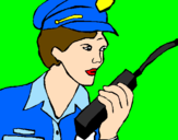 Disegno Polizia con il walkie talkie pitturato su lucrezia
