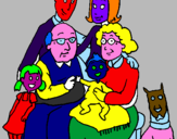 Disegno Famiglia pitturato su cane