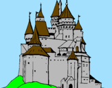 Disegno Castello medievale  pitturato su matteo silo