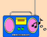 Disegno Radio cassette 2 pitturato su cristina
