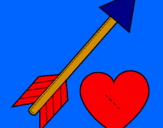 Disegno Freccia e cuore  pitturato su pinochio