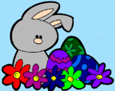 Disegno Coniglietto di Pasqua  pitturato su silvia