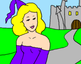Disegno Principessa e castello  pitturato su NOOR