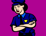Disegno Poliziotta  pitturato su alessia