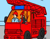 Disegno Camion dei Pompieri  pitturato su kijdvjkfkj
