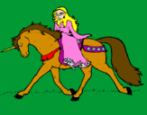 Disegno Principessa a cavallo di unicorno  pitturato su giulia bodini