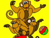 Disegno Scimmie giocoliere pitturato su STEFANO