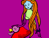 Disegno Sirena con la conchiglia  pitturato su Fuffi