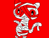 Disegno Mummia gatto scaraboechio pitturato su paolo si
