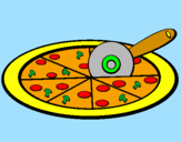 Disegno Pizza pitturato su daniel