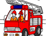 Disegno Camion dei Pompieri  pitturato su simone