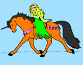 Disegno Principessa a cavallo di unicorno  pitturato su daria