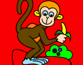 Disegno Scimmietta  pitturato su ESTER E DARIO