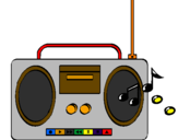 Disegno Radio cassette 2 pitturato su rebecca
