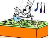 Disegno Cuoco in cucina  pitturato su andrea2007