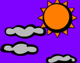 Disegno Sole con nuvole 2 pitturato su francesco