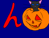 Disegno Halloween  pitturato su alberto
