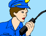 Disegno Polizia con il walkie talkie pitturato su nicolollo