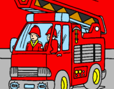 Disegno Camion dei Pompieri  pitturato su Riccardo
