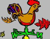 Disegno Banderuole e gallo  pitturato su daniel