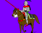 Disegno Cavallerizzo a cavallo  pitturato su francesco