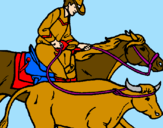 Disegno Cowboy e mucca  pitturato su SALVO