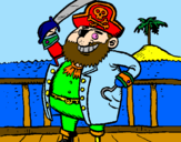 Disegno Pirata a bordo  pitturato su daniel