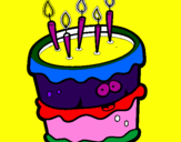 Disegno Torta di compleanno 2 pitturato su gaia